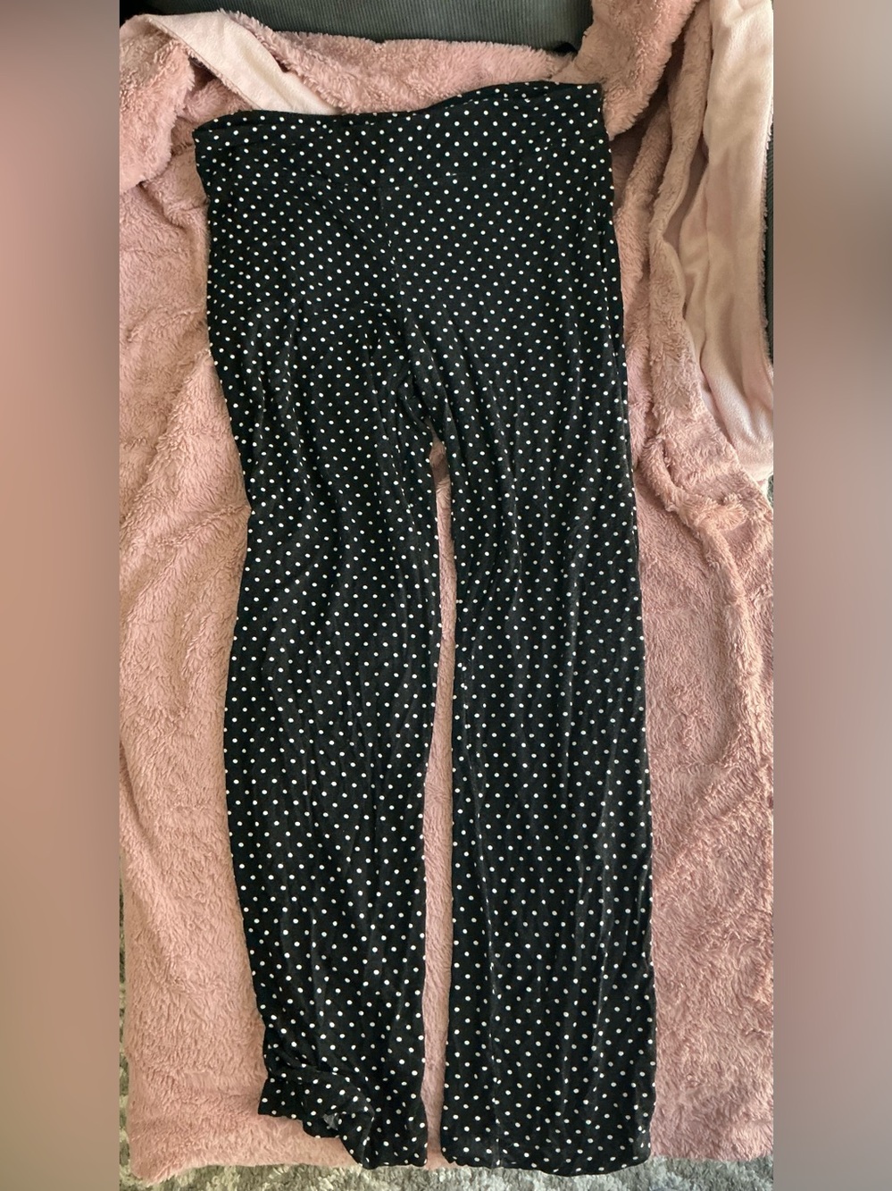 Ambrielle Black lounge pants with White Polka Dots